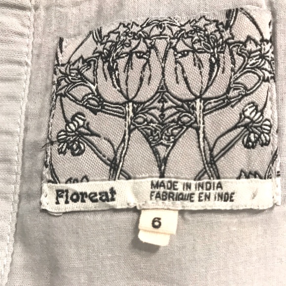 Floreat by Anthropologie Light Blue Dress Pockets Flower Buttons - Picture 7 of 12